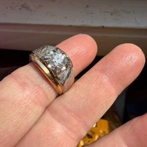 Classic Two-Tone Solitaire Ring with Clear Center Stone